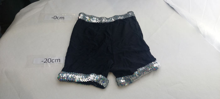 BLACK NYLON SHORTS WITH SILVER SEQUIN TRIM