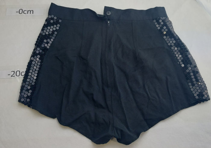 BLACK VISCOSE SHORTS WITH BLACK SEQUIN TRIM