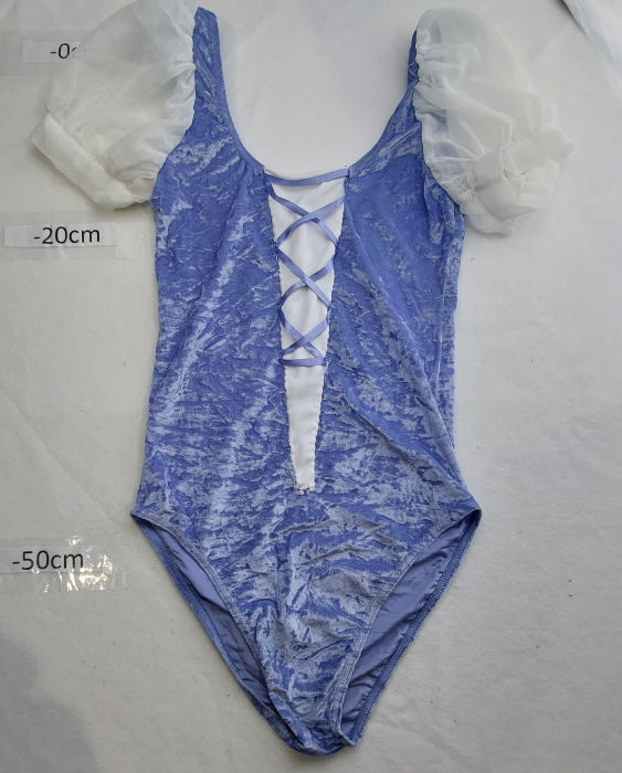 VIOLET VELOUR LEOTARD WITH CRISS CROSS LACED FRONT