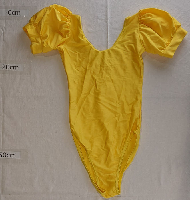 YELLOW NYLON PUFFY SLEEVE LEOTARD