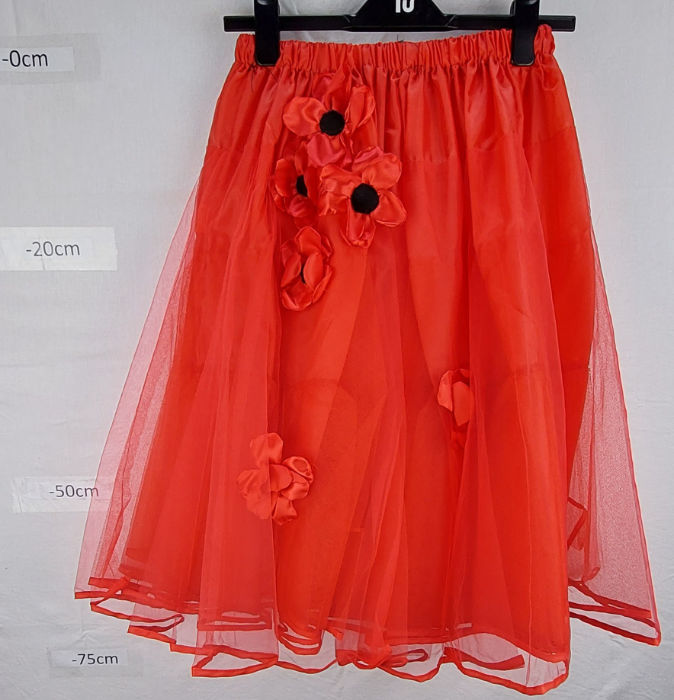 RED TULLE SKIRT  WITH FLOWER