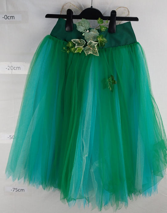 GREEN AND BLUE TULLE SKIRT WITH FAIRY WINGS FOREST