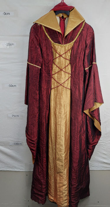 MAROON AND GOLD PERIOD DRESS