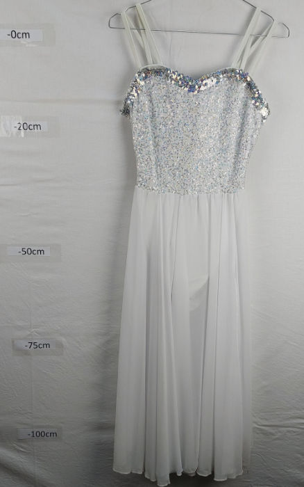 WHITE LEOTARD WITH SILVER SEQUIN LONG SKIRT