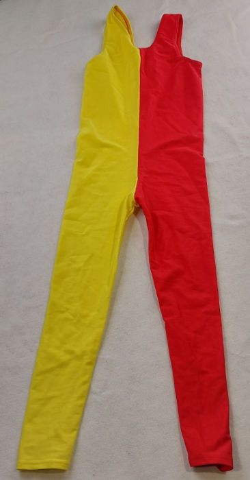 RED AND YELLOW NYLON BODYSUIT SLEEVELESS