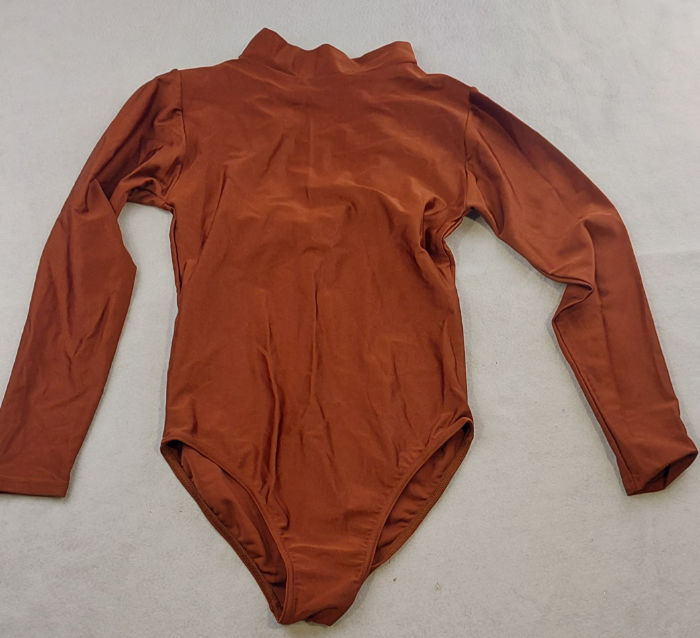 HIGH NECK BROWN LEOTARD LONG SLEEVE