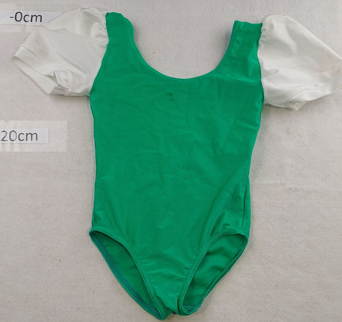 GREEN AND WHITE LEOTARD WITH  PUFFY SLEEVE PERIOD