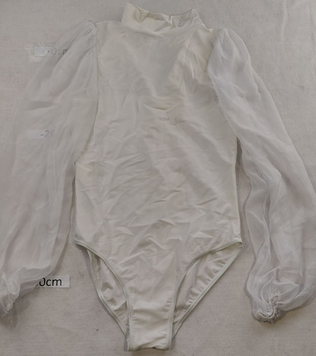 WHITE LEOTARD LONG CHIFFON SLEEVE PERIOD