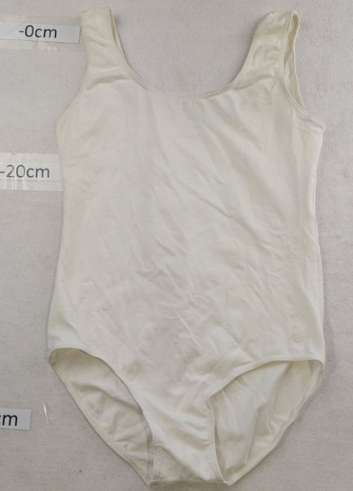 WHITE COTTON POLYESTER LEOTARD SLEEVELESS