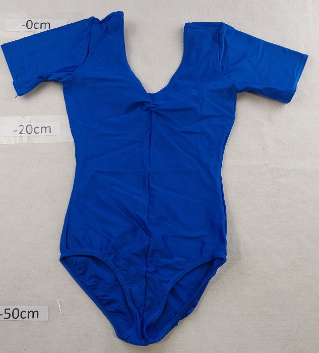ROYAL BLUE NYLON LEOTARD SHORT SLEEVE