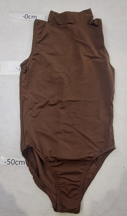 BROWN NYLON LEOTARD HIGH NECK