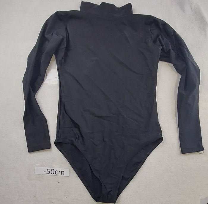 BLACK LEOTARD HIGH NECK LONGSLEEVE