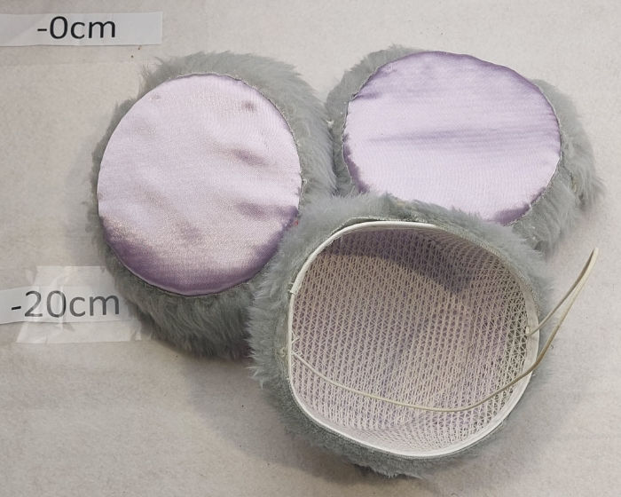 GREY AND LILAC FAUX FUR HAT WITH ELASTIC