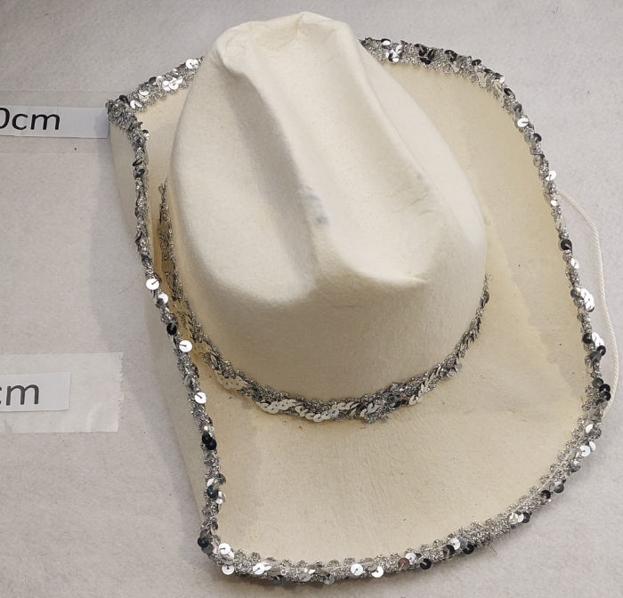 WHITE COWBOY HAT WESTERN SEQUIN TRIM