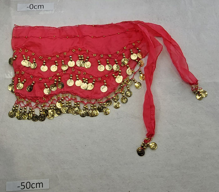Pink Belly Dance Hip Scarf with coins