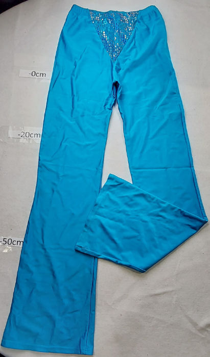 BLUE NYLON FLARE TROUSERS