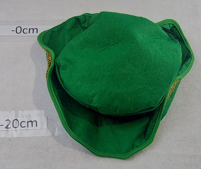 GREEN  FELT HAT WITH GOLD TRIM