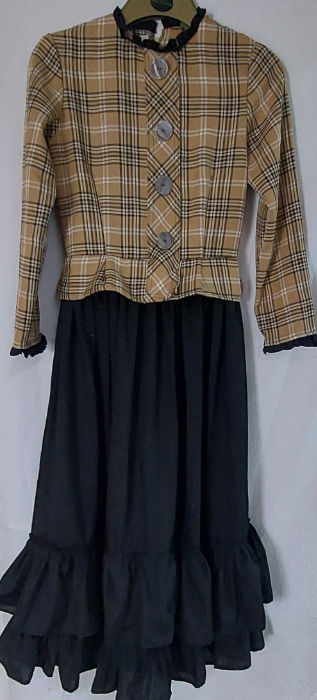 BLACK AND BROWN TARTAN DRESS VINTAGE