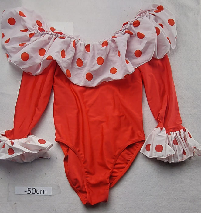 RED AND WHITE LEOTARD WITH RUFFLES