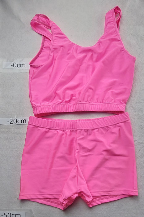 PINK NYLON TOP AND SHORTS