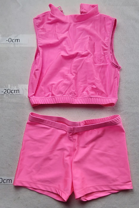 PINK NYLON TOP AND SHORTS